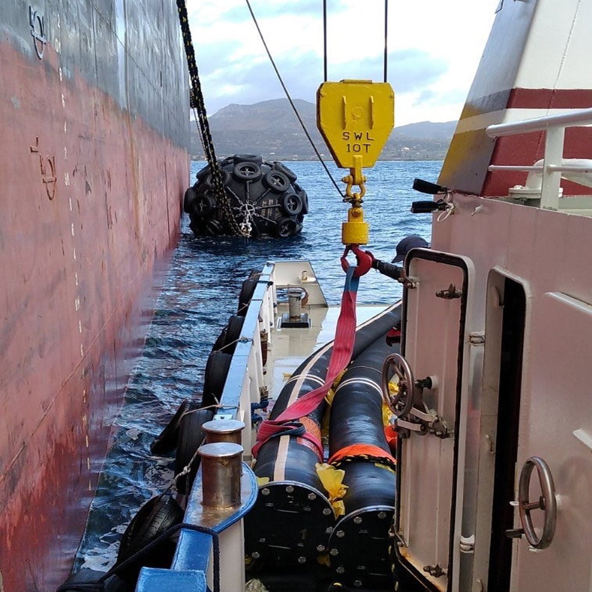 T/B PANTHER performing an STS operation (fender deployment), in the Laconian Gulf Image
